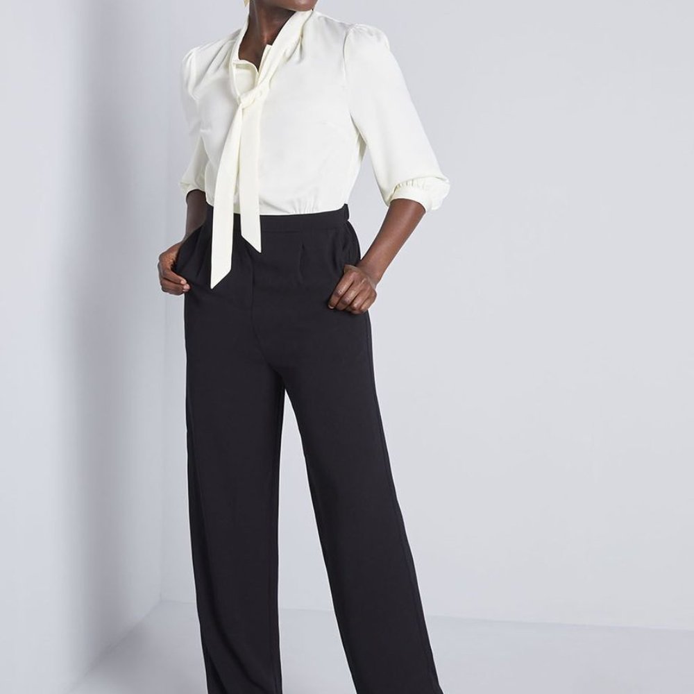 ModCloth Pretty Polished Twofer White & Black Jumpsuit - M New